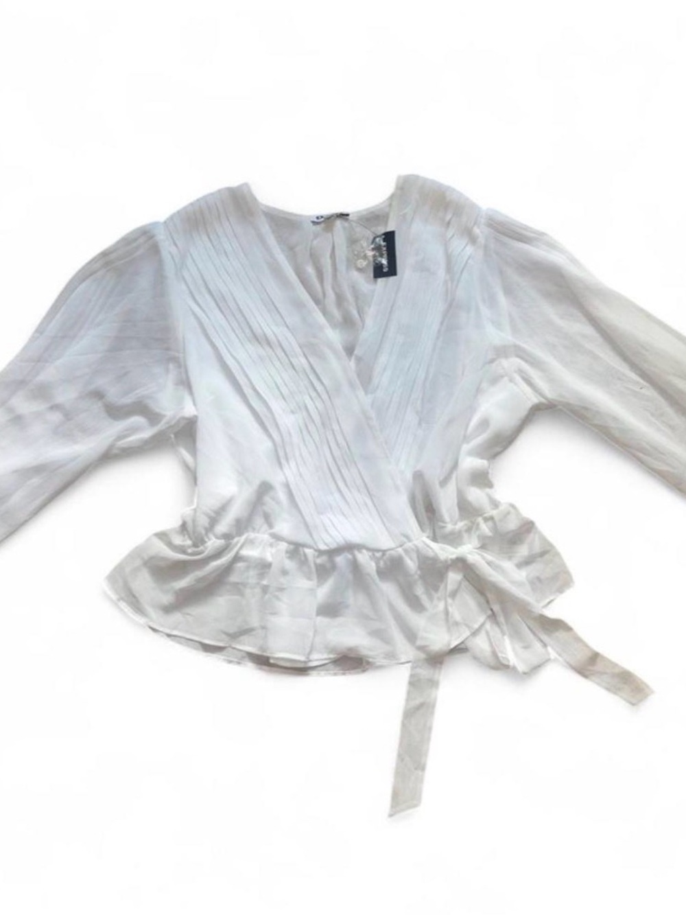 Express White Wrap Peplum Blouse with Pleated Front size XL NWT